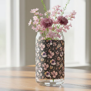 Vaso Con Forma De Lata Patrón de flores silvestres de acuarela boho malhu