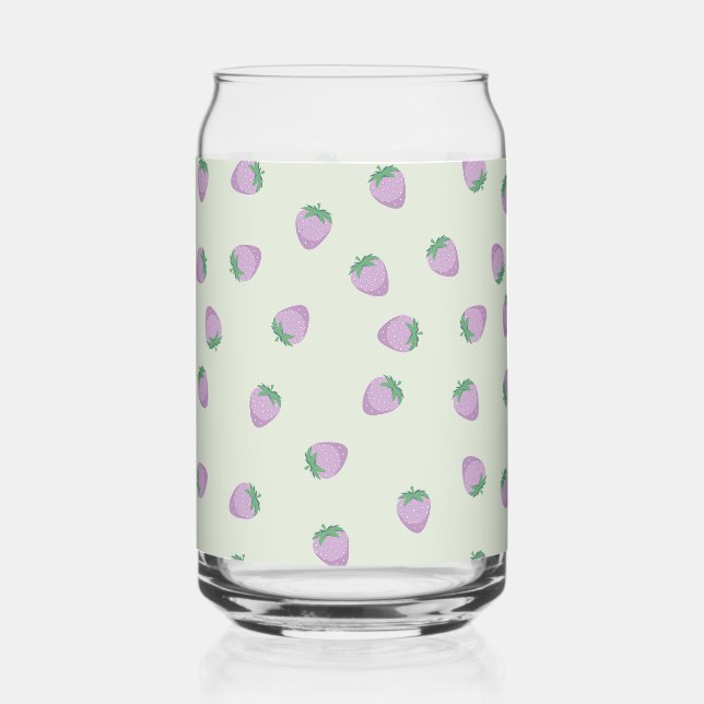 Vaso Con Forma De Lata Patrón de Fresas Moradas (Anverso)
