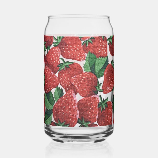 Vaso Con Forma De Lata Patrón de Fresas y Crema (Anverso)