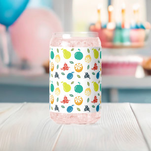 Vaso Con Forma De Lata Patrón de frutas, ciruela, naranja, limón, pera, m
