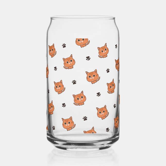 Vaso Con Forma De Lata patrón de gato (Anverso)