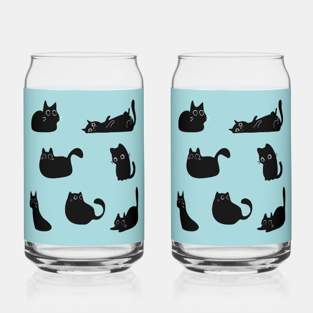 Vaso Con Forma De Lata Patrón de Gatos Negros (Anverso)