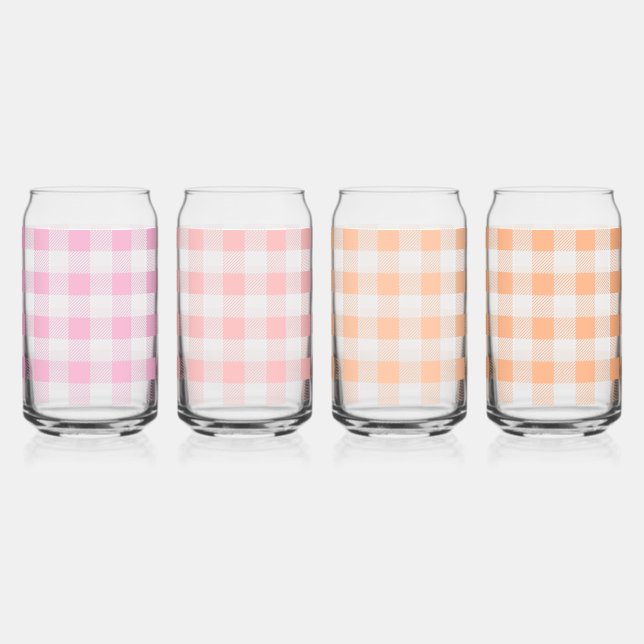Vaso Con Forma De Lata Patrón de Gingham rosa (Anverso)