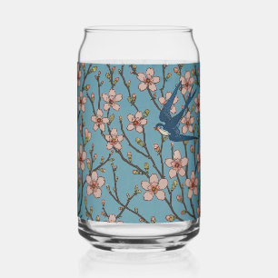 Vaso Con Forma De Lata Patrón de golondrina floral azul retro por Walter 