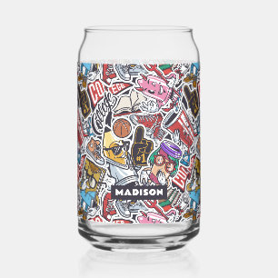 Vaso Con Forma De Lata Patrón de historietas de la universidad de nombre