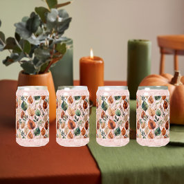 Vaso Con Forma De Lata Patrón de hojas de terracota y salvia de otoño