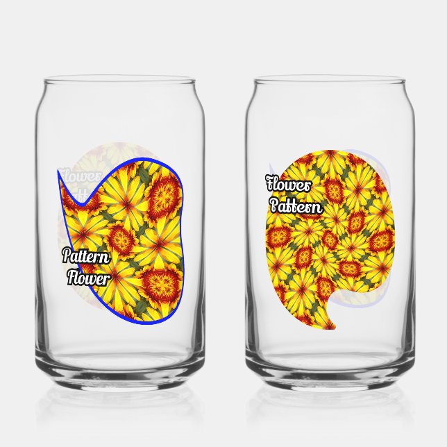 Vaso Con Forma De Lata Patrón de las flores doradas (Anverso)