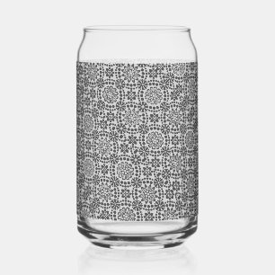 Vaso Con Forma De Lata patrón de mandala floral BW
