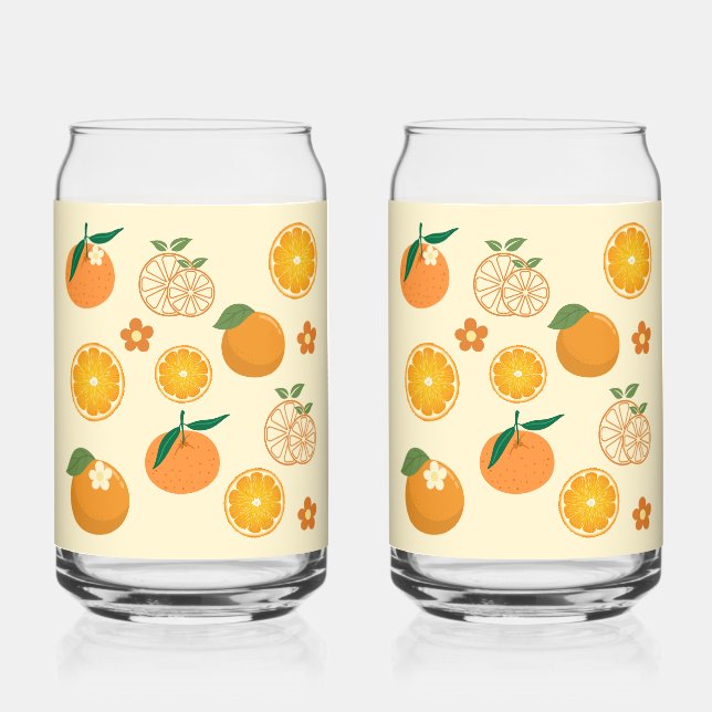 Vaso Con Forma De Lata Patrón de Naranjas (Anverso)