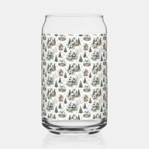 Vaso Con Forma De Lata Patrón de nevada de cabaña de invierno