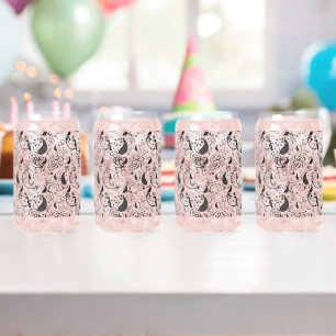 Vaso Con Forma De Lata Patrón de paisley en negro y blanco – Arte textil