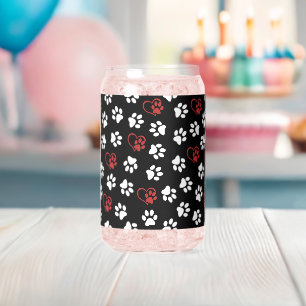 Vaso Con Forma De Lata Patrón De Patas, Patas Blancas, Patas Rojas, Coraz
