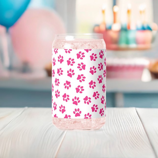 Vaso Con Forma De Lata Patrón De Paws, Paws De Perro, Paws Rosados (Insitu (Baby Shower))