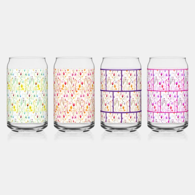 Vaso Con Forma De Lata Patrón de pradera de flores silvestres botánicas (Anverso)