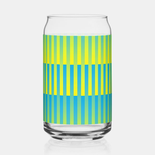 Vaso Con Forma De Lata Patrón de rayas azul amarillo verde (Anverso)