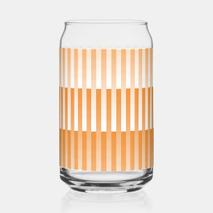 Vaso Con Forma De Lata Patrón de rayas blancas y naranjas