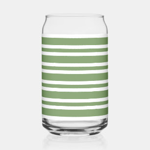Vaso Con Forma De Lata Patrón de rayas blancas y verdes