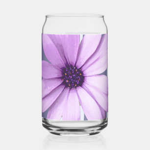 Vaso Con Forma De Lata Patrón de rayas con margaritas púrpura