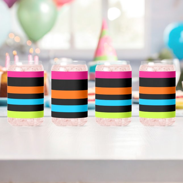 Vaso Con Forma De Lata Patrón de Rayas de Neón (Insitu (Cumpleaños))