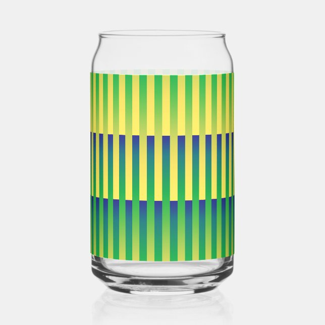 Vaso Con Forma De Lata Patrón de rayas verde amarillo azul (Anverso)