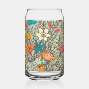 Vaso Con Forma De Lata Patrón de resorte floral