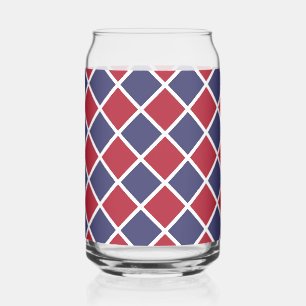 Vaso Con Forma De Lata Patrón de rombo de arlequín de cuadros rojo azul b