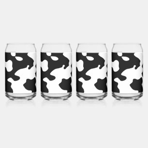 Vaso Con Forma De Lata Patrón de vaca negro y blanco