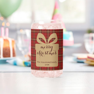 Vaso Con Forma De Lata Patrón festivo de Navidades de la placa roja -