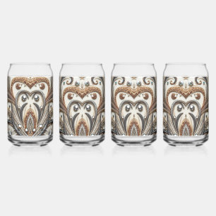 Vaso Con Forma De Lata Patrón floral brillante con piedra gemela