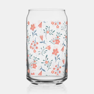 Vaso Con Forma De Lata Patrón Floral de Prado de Coral