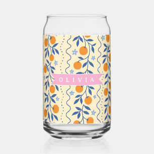 Vaso Con Forma De Lata Patrón folclórico cítrico retro lindo personalizad