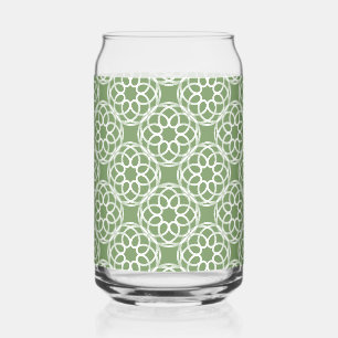 Vaso Con Forma De Lata Patrón geométrico blanco verde salvia sin fisuras