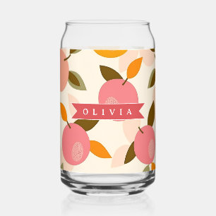 Vaso Con Forma De Lata Patrón Personalizado de Melocotón Lindo Verano Ret