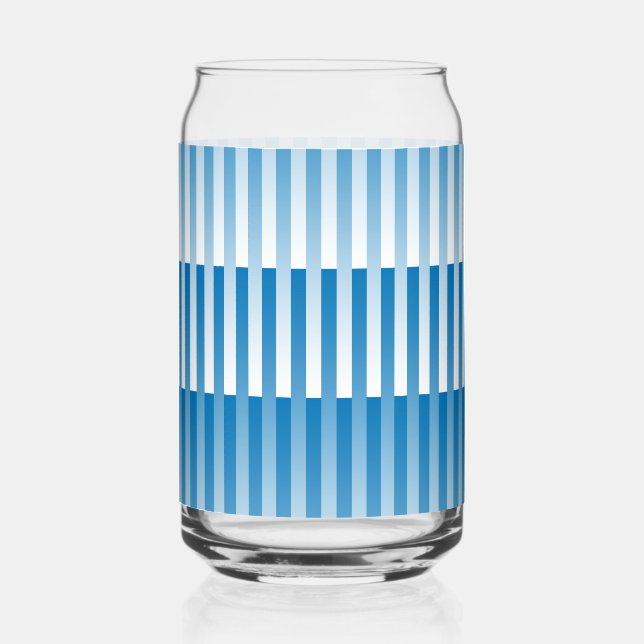 Vaso Con Forma De Lata Patrón rayado azul blanco (Anverso)