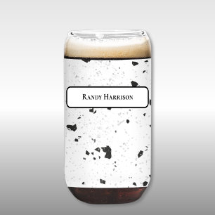 Vaso Con Forma De Lata Patrón Retro Terrazzo de Micro Chips Negro y Gris