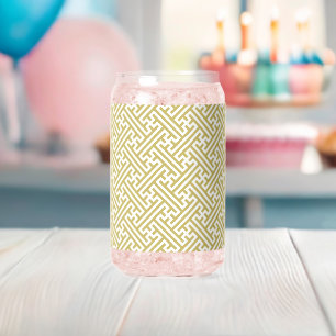 Vaso Con Forma De Lata Patrón Sayagata, japonés, dorado y blanco
