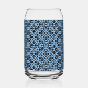 Vaso Con Forma De Lata Patrón sin foco de flor azul negro