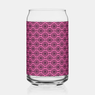 Vaso Con Forma De Lata Patrón sin foco de flor negra rosa