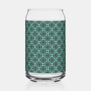 Vaso Con Forma De Lata Patrón sin foco de flor negra verde azulada