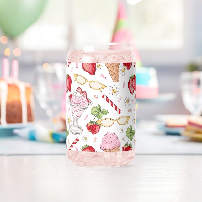 Vaso Con Forma De Lata Patrón Sundae de fresa (Insitu (Cumpleaños))