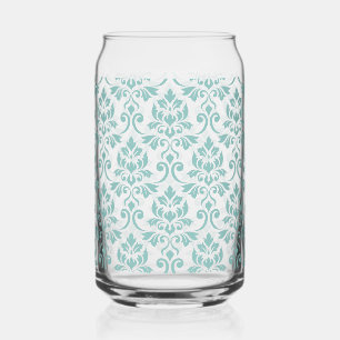 Vaso Con Forma De Lata Patrón Verde azulado de Feuille Damask
