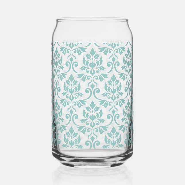 Vaso Con Forma De Lata Patrón Verde azulado de Feuille Damask (Anverso)