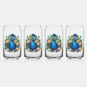 Vaso Con Forma De Lata Pavo con rosas de melocotón