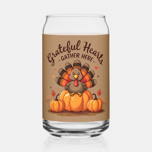 Vaso Con Forma De Lata Pavo de Acción de Gracias con Corazones Agradecido
