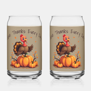 Vaso Con Forma De Lata Pavo de Acción de Gracias Lindo Escena de Calabaza
