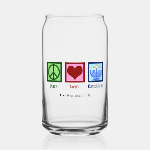 Vaso Con Forma De Lata Paz Amor Hanukkah Lindo Personalizado