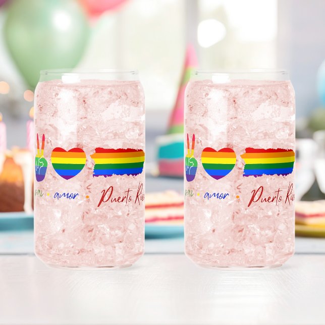 Vaso Con Forma De Lata Paz Amor Puerto Rico (Insitu (Cumpleaños))