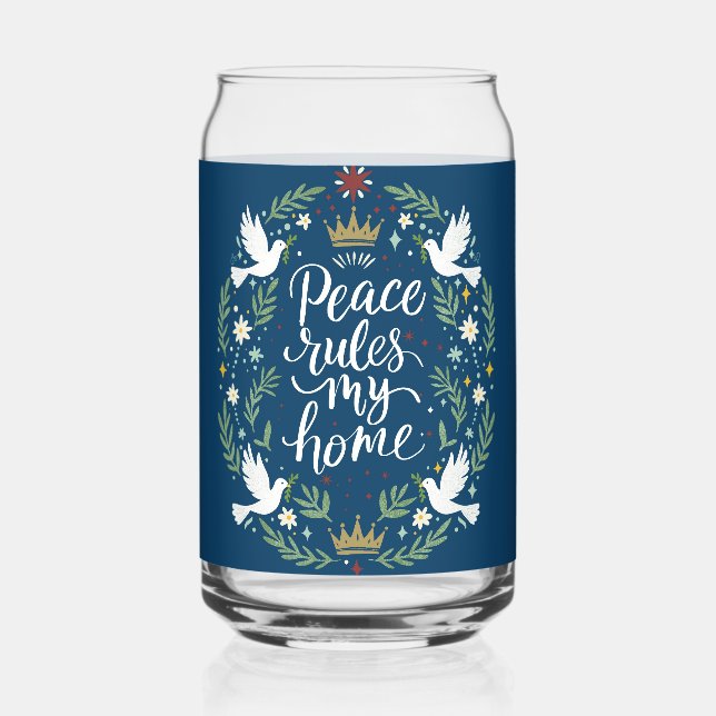 Vaso Con Forma De Lata Peace Rules My Home (Anverso)
