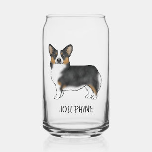 Vaso Con Forma De Lata Pembroke Welsh Corgi Tricolor Negro Con Nombre