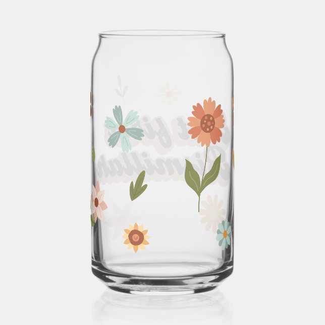 Vaso Con Forma De Lata Pero Primero Bismillah Vidrio Claro Flores Silvest (Derecha)